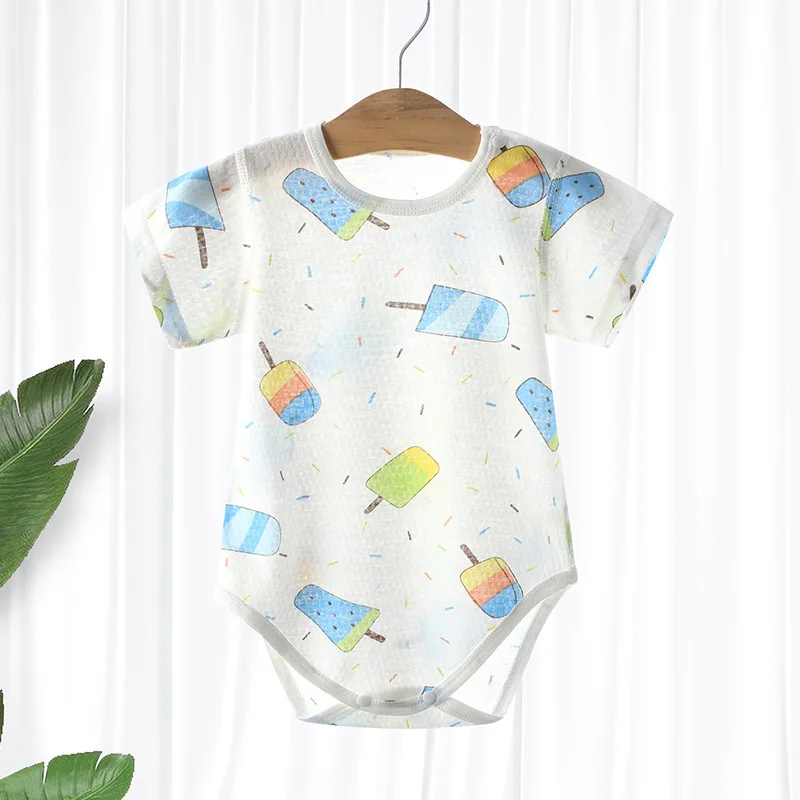 Baby Thin Cotton Mesh Short Sleeve Baby Clothing Bodysuits Newborn Boys and Girls One Piece Clothing Bebes Recien Nacidos 0 A 3