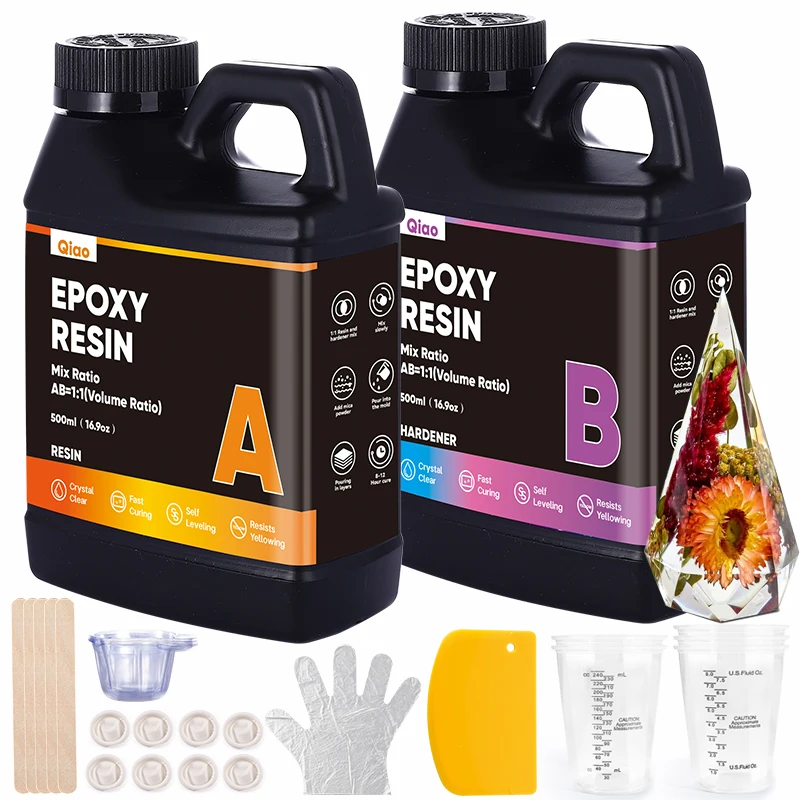

Набор эпоксидной смолы без пузырьков – кристально прозрачная, не желтеющая, легко смешиваемая в соотношении 1:1, для поделок и форм из смолы