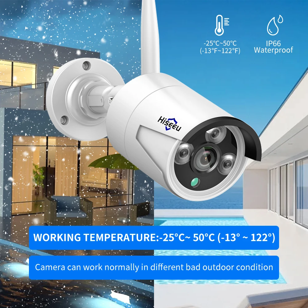 Hiseeu 5MP WiFi CCTV caméra système de sécurité IR Vision nocturne balle caméra ensemble 10CH NVR sans fil CCTV système de Surveillance