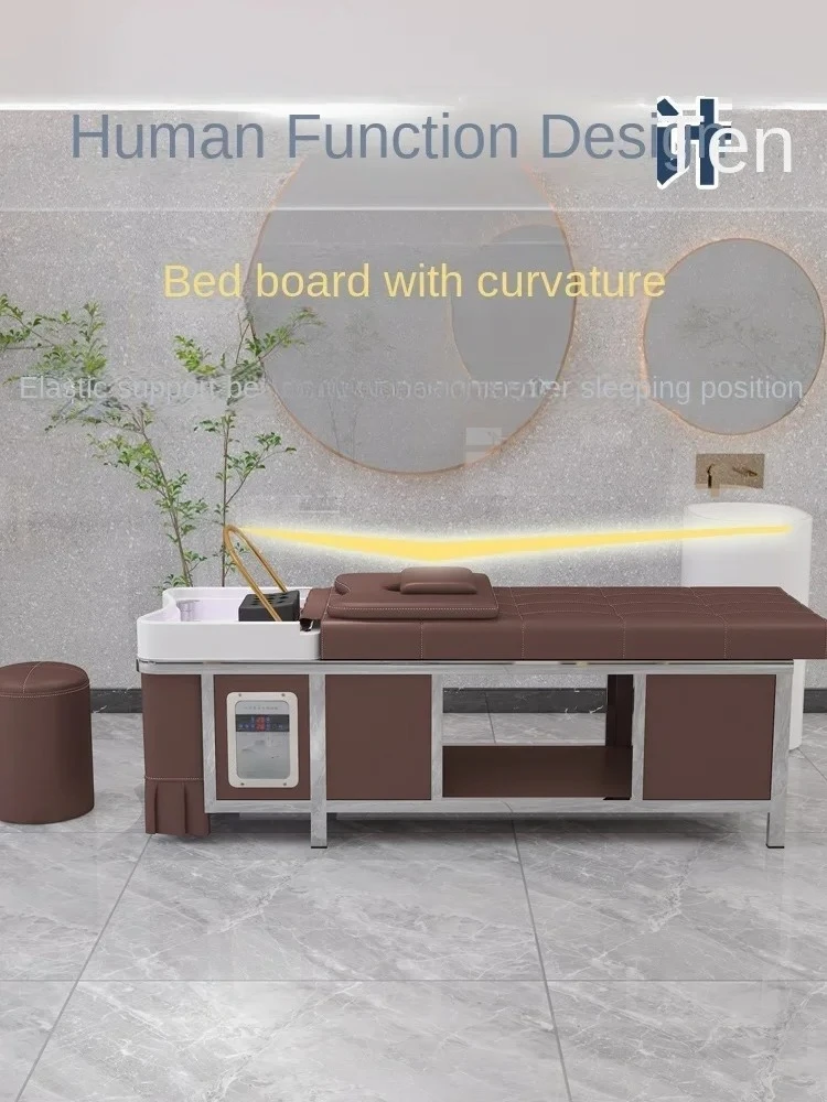 TQH理髪店シャンプーベッド高級厚手ステンレス製マッサージベッド美容室専用燻蒸ヘッドトリートメントベッド