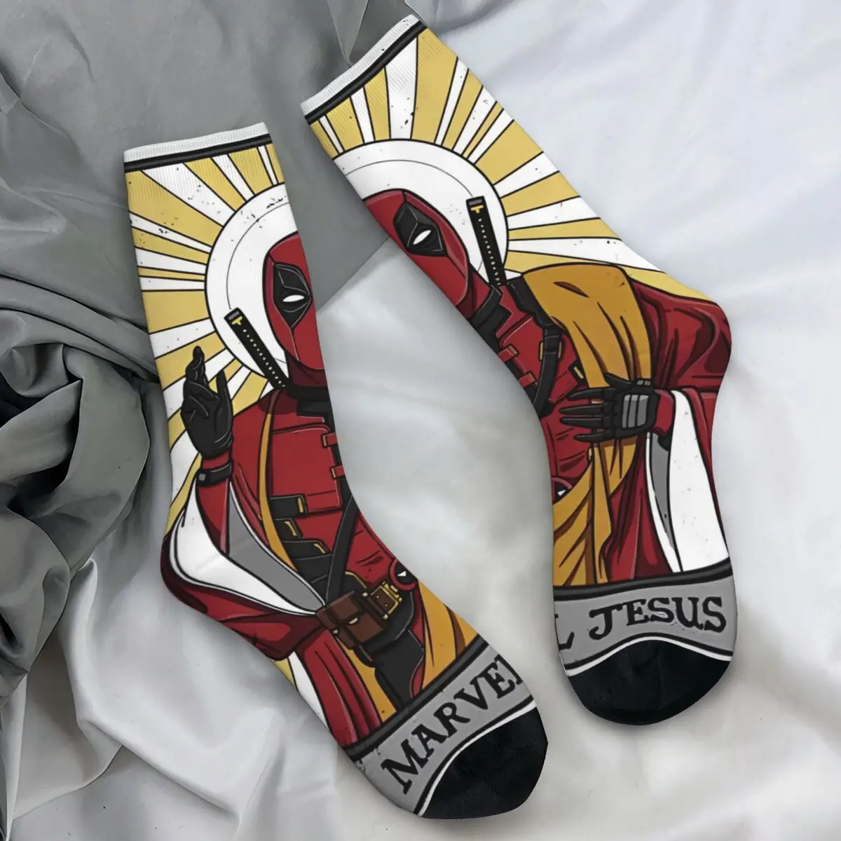 

Чулки Deadpool Juess, повседневные носки с узором, осенние нескользящие носки, женские и мужские качественные велосипедные носки