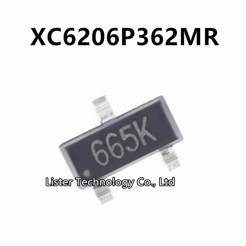 XC6206P362MR SOT-23, Marcação: 665K 3.6V LDO 6206-3.6V XC6206P362 XC6206-3.6V XC6206-3.6NR SOT23 SMD, 50-500Pcs Lot, Novo