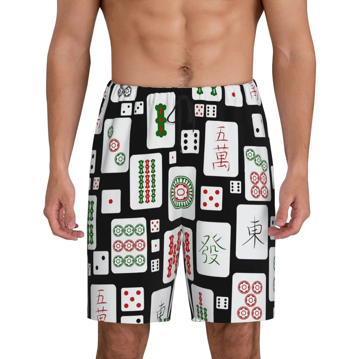 

Мужские короткие пижамные шорты с принтом на тему маджонга и игральных костей, для сна и отдыха