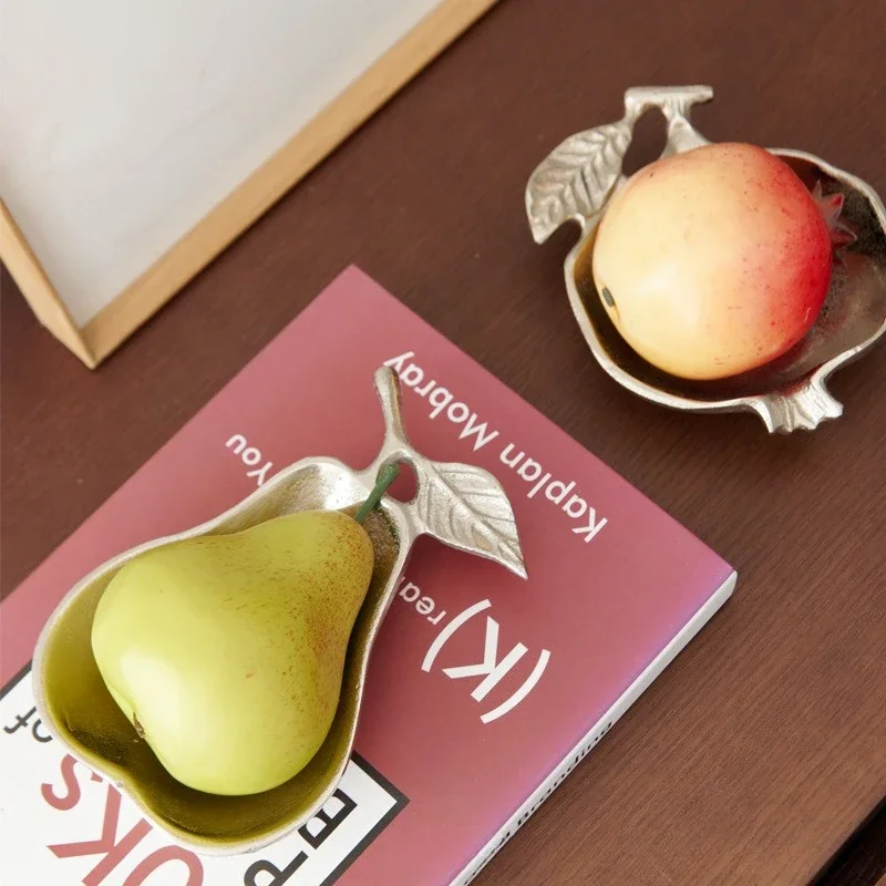 Aluminum silver pear pomegranate decorative jewelry plate fruit plate ornament simple European tray ornament