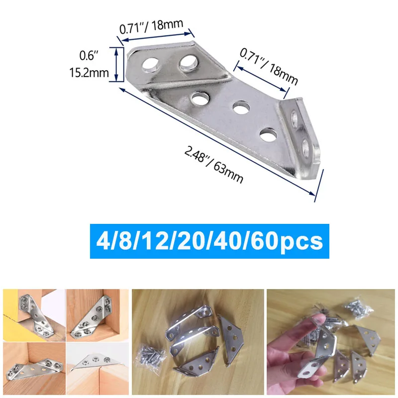 

4-60pcs Triangle Bracket with Screws Furniture Cabinet Shelf Support Connector Corner Brackets Hanging Code Connectors
