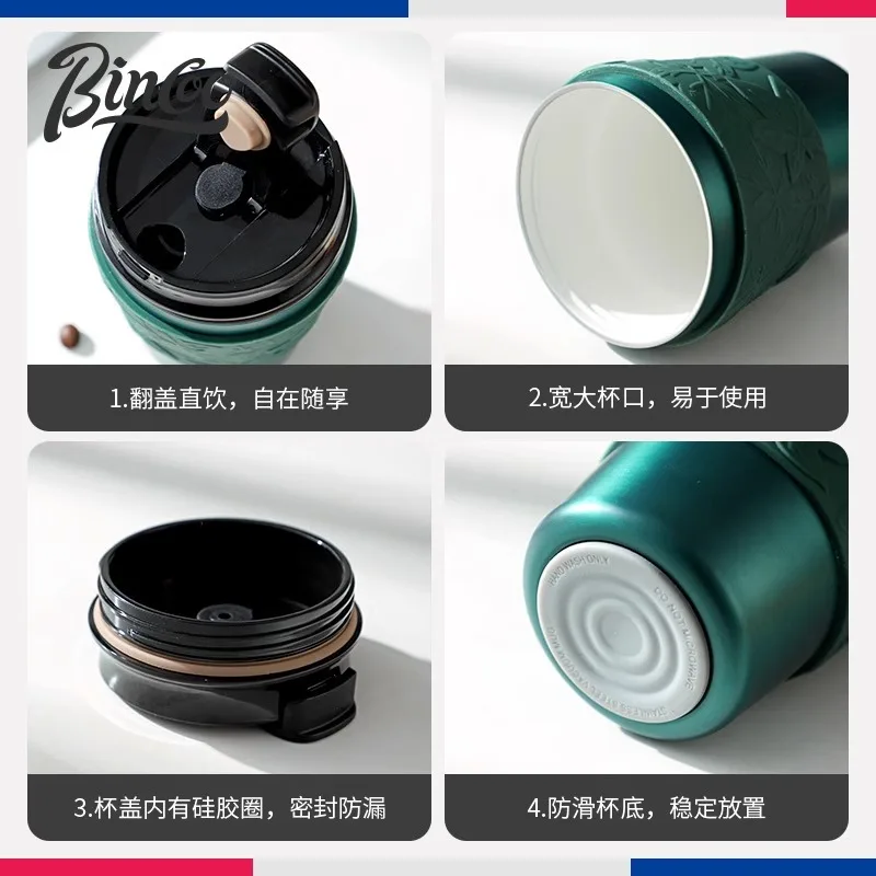 Portable coffee cups with ceramic coating large capacity portable water cups stainless steel insulated mugs coffee cups