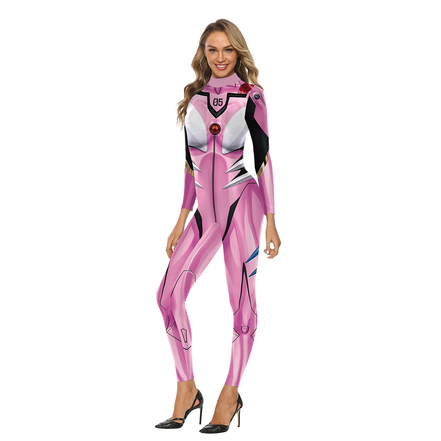 Woman Game Print Cosplay Costume Zentai Bodysuit Halloween Party Jumpsuit Long Sleeve Spandex Tight Outfit Festival Show Clothes