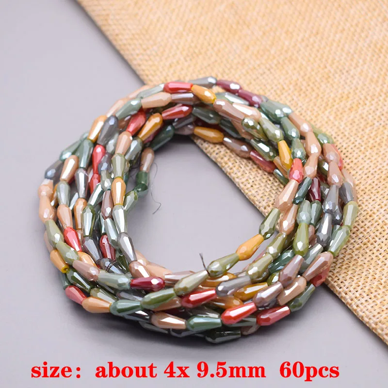 New Color 9.5x4mm 60pcs/lot Water Drop Shape Crystal Glass Beads Faceted Loose Beads for Jewelry Making DIY  Necklace Bracelet