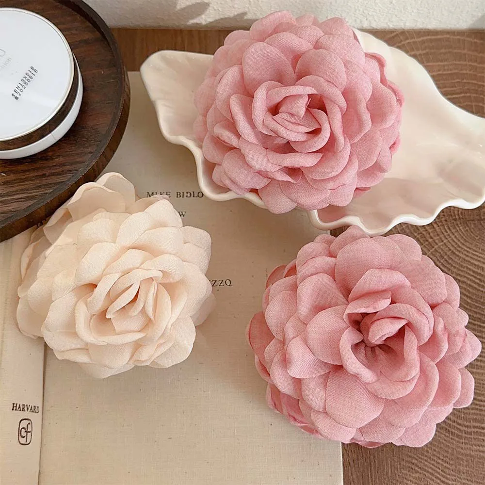 Fabric Rose Flower Hair Claw Clips For Women Girls Hair Clip Barrette Sweet Flowers Grab Shark Clip Hair Accessories Hair Clamps