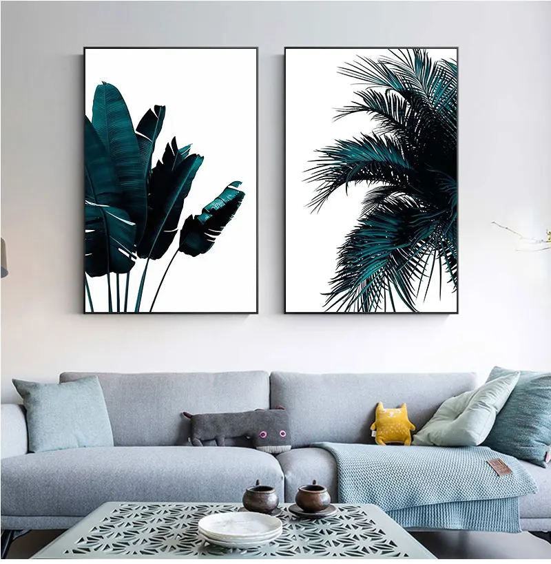 Blue Banana Palm Tree Leaf Abstract  Botanical Canvas Print Nordic Style Painting Creative Picture Modern Home Decoration