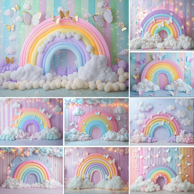 

LS Photography Background Rainbow Arch Balloon Bear Kids Birthday Maternity Wedding Portrait Decor Backdrop Photo Studio