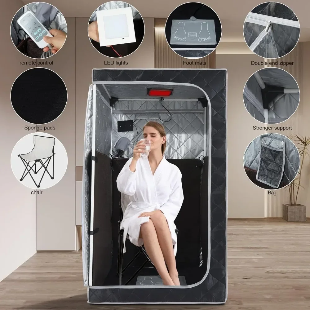 Draagbare Full Size Infrarood Sauna, Home Spa Detox Therapie Met Upgrade Versterkte Draagbare Stoel, Hele Voorkant Helder Raam