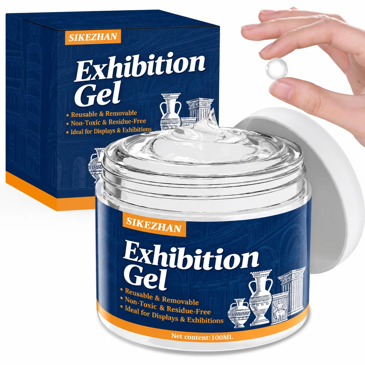 Clear Exhibit Gel Removable Prevent Vibration Strong Hold Putty Wax Museum Glue for Collectibles Antiques Artifacts Decorations