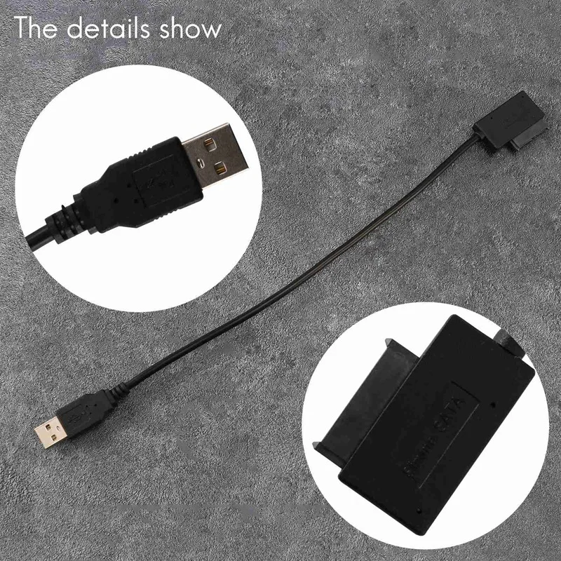 USB 2.0 To Mini Sata II 7+6 13Pin Adapter Converter Cable For Laptop CD/DVD ROM Slimline Drive