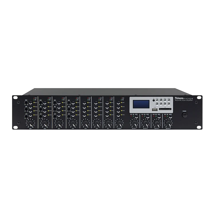 Thinuna IP-9624AD III โรงเรียน IP Network Broadcasting ระบบโรงพยาบาล IP Audio System 8 อินพุต 4 เอาต์พุต SIP Network Audio Mixer