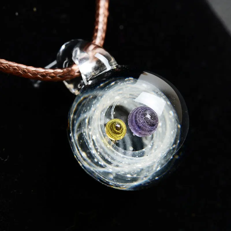 Cosmic Coloured Glaze Starry  Sky Glass Ball Pendant Creative Birthday Gifts For Male And Female Couples Men\'s Necklace