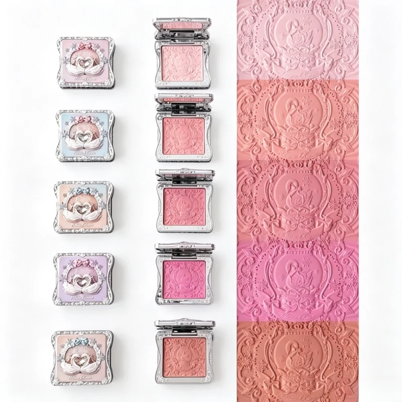 Flower Knows  Snowflake Ballet Collection Air Blush Swan Relief Expansion Shrink Color Smooth Long-lasting Face  Beauty Makeup