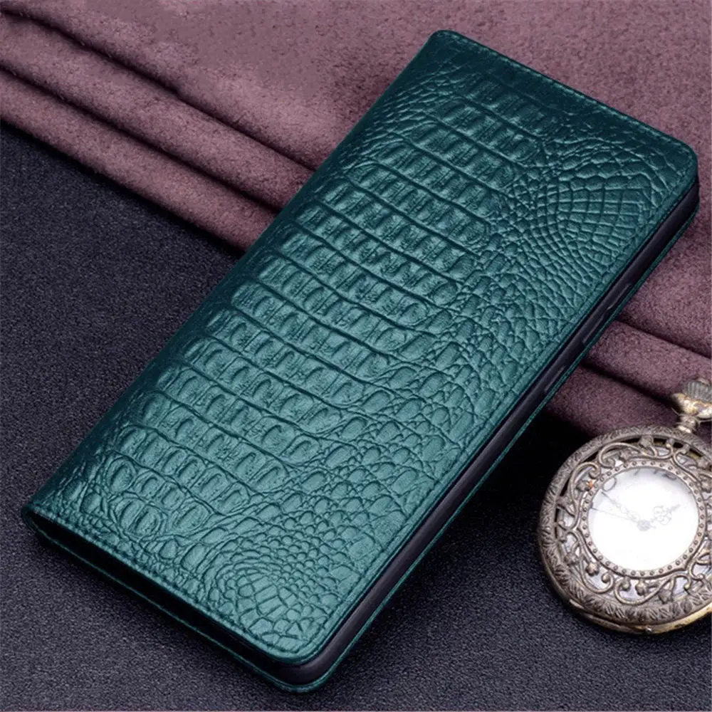 Genuine Cowhide Leather Crocodile Flip Case for OPPO Find X8 Ultra X8S Magnetic Closure Cover