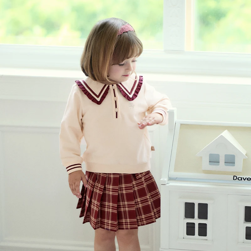 Dave Bella Children's Half Skirt Set Autumn Spring Girls Top Skirts Two Piece Set Sweet Elegant Dresses Kids Clothing DB3241637