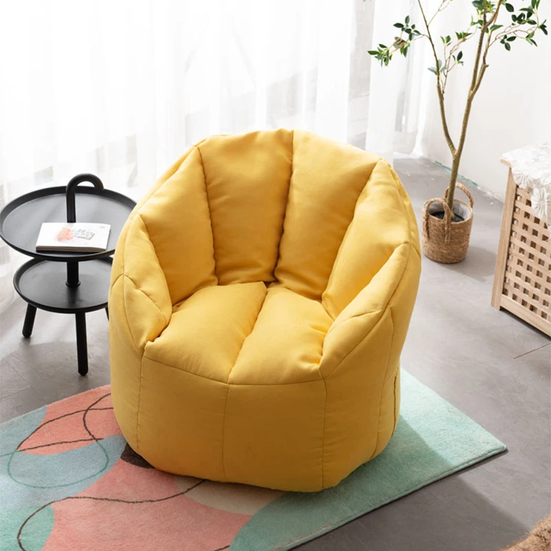 Italian Style Factory Direct Wholesale Yellow Fabric Bean Bag Living Room Kid Bean Bag Sofa Chair