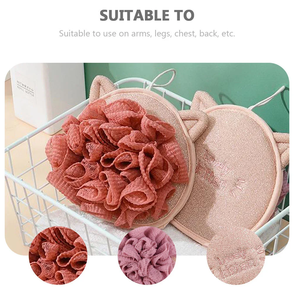 

2pcs Double-Side Bath Ball Skin Exfoliating Tool Reusable Shower Loofah Deep Clean Body Scrubber Bathing Accessory
