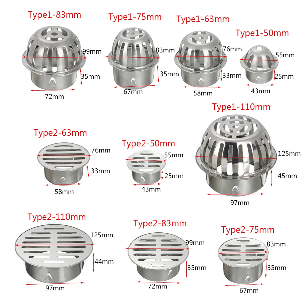 Dreno Redondo Anti-bloqueio Do Piso Do Telhado, Tampa De Tubulação De Chuva De Aço Inoxidável, Tampa De Dreno Durável, Encanamento, Drenagem De Varanda