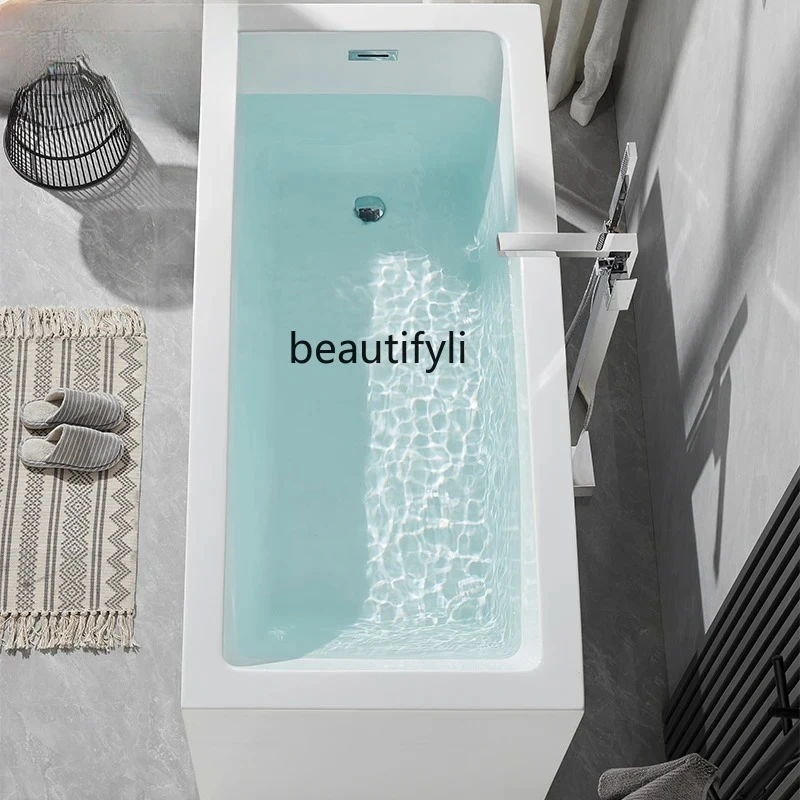 Acrylic freestanding deepened home right angle simple vertical wide edge hotel bathtub 1.2-1 m