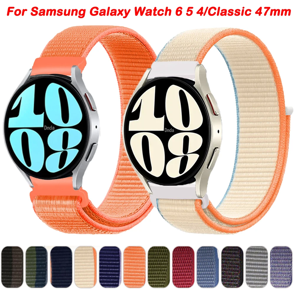 สายไนลอน22 20มม. สำหรับ Samsung Galaxy WATCH 6 5 4 40มม. 44มม. สายรัดข้อมือแบบคลาสสิค47มม. 43มม. Watch5 Pro 45มม.
