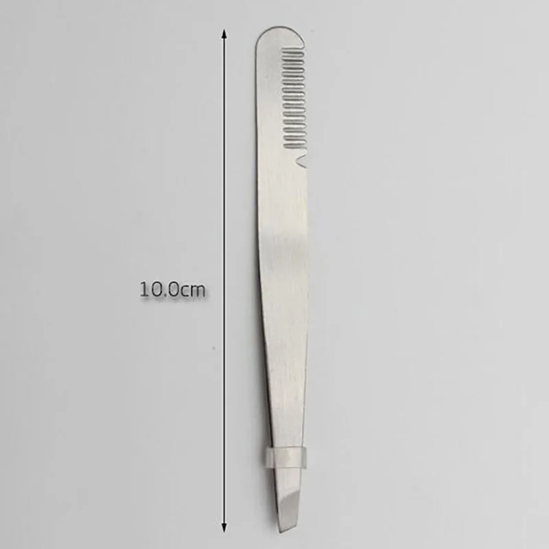 Pincettes à sourcils en acier inoxydable pour femmes, avec peigne à sourcils, accessoires de beauté