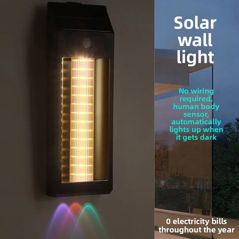 Solar Garden Light: Motion Sensor, Tungsten Wall Washer - Warm & Colorful Light, Integrated Solar Street Lamp