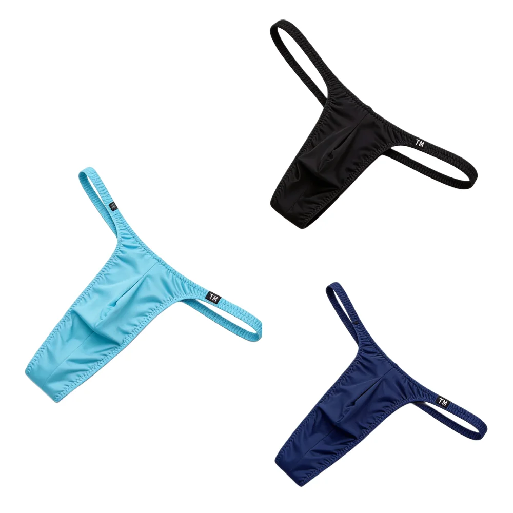 

95% Polyamide 5% Spandex Fabric Men G-string Low Rise Bulge Pouch T-back Underwear Man Casual Stretch Thongs