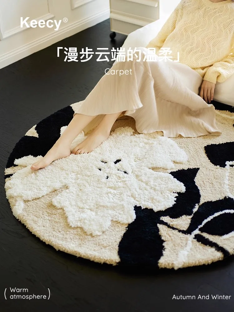 

Французский стиль, современный легкий роскошный коврик для спальни, отдыха, небольшой ковер, продвинутый креативный дизайн, цветочный узор, напольный коврик для гостиной