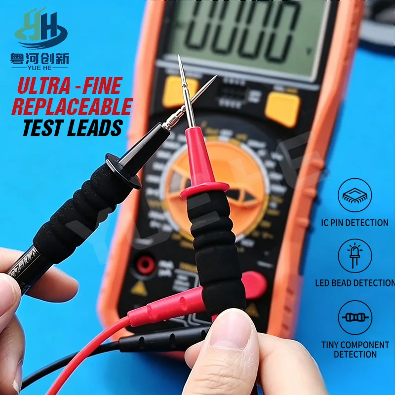 KEGUAN D80T Ultra Fine Replaceable Multimeter Test Leads 0.3mm Stainless Steel Tips for Micro IC PCB Repair Measuring Probes