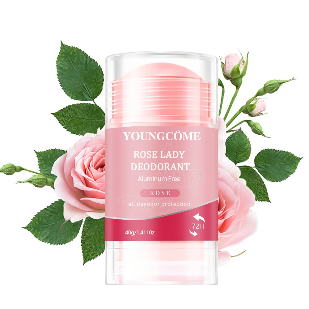 Women Deodorant Stick Rose Lady Deodorant Solid Underarm Sweat & Odor Control All Day Fresh Travel Protection 40g