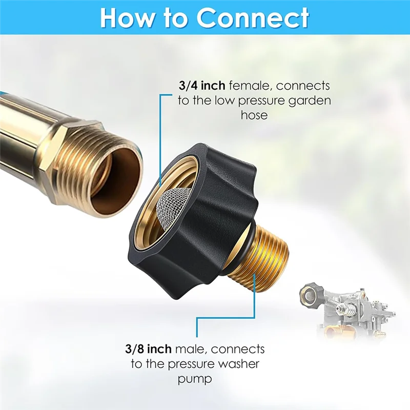 ABLN-Garden Hose Pressure Washer Adapter Washer Pump Adapter 3/4 Female To 3/8 Male Water Inlet