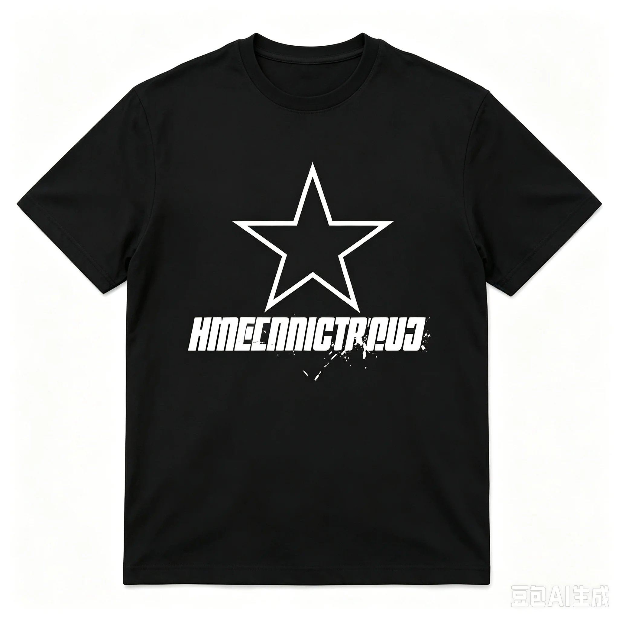 Retro Star With Russian Font Splatters Graphic Tshirt Men Summer Short Sleeve Tops