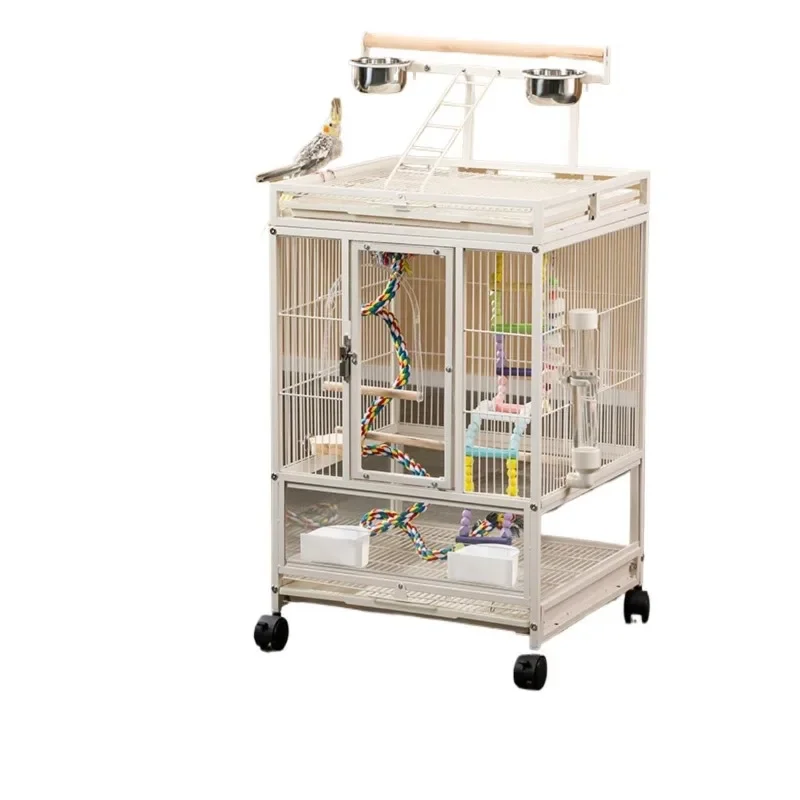 Parrot bird cage Large household cage Keck Xuanfeng monk luxury villa Parrot cage Splash-proof pet supplies