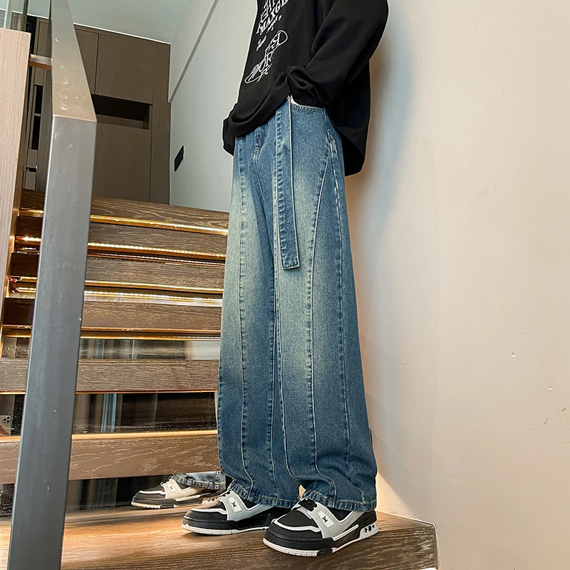 M-XXXXXXXXL Plus Size Mens Loose Fit Jeans Straight Wide Leg Denim Trousers Casual Streetwear Oversized Pants 8XL 7XL 6XL 5XL