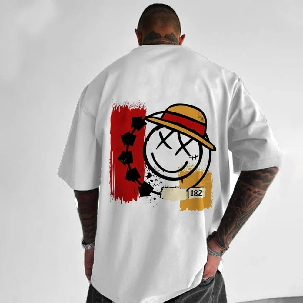 

Unisex Oversized Casual Anime Print Graphic T-shirt Man Cotton Round Neck Y2k Clothes Loose Women Short Sleeved Tee Tops Summer