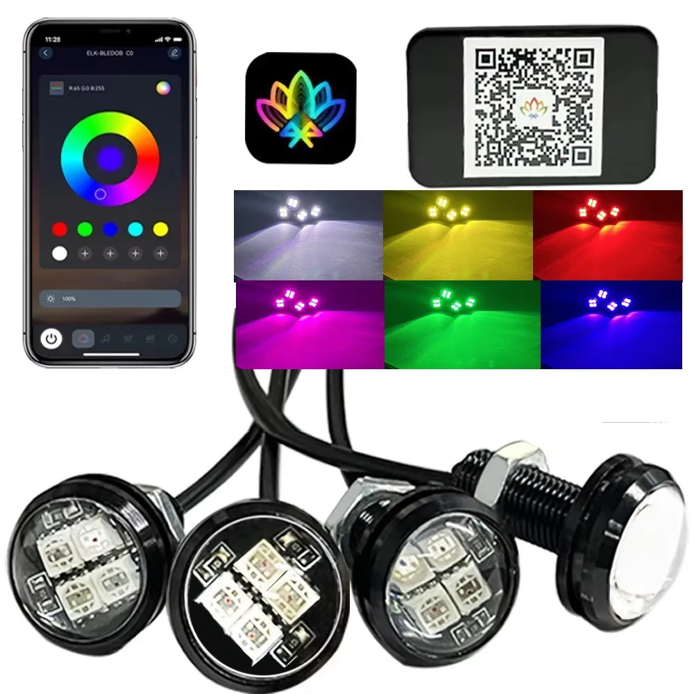

4pcs 23mm Eagle Eye LED Light Multiple color lights with APP Control Daytime Running Light For Car truck motorcycle 12V. ﻿ ﻿