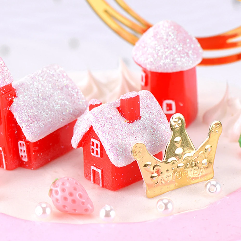 

4Pcs Christmas Candy Cake House Ornaments Eco-Friendly Stylish Desktop Decoration Xmas Party Table Adornment Home Office Decor