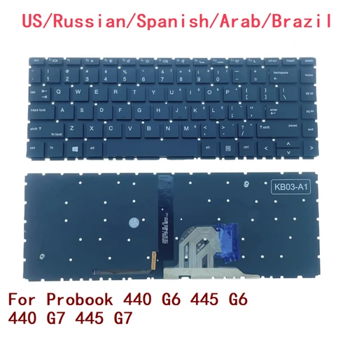 Nuevo teclado retroiluminado para ordenador portátil HP Probook 440 G6 445 G6 440 G7 445 G7 Notebook reemplazo de PC