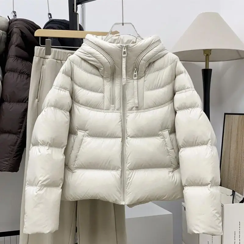 

Женская орто-пуховая куртка Jaet Du down, свободная корейская рубашка с капюшоном, теплая дышащая застежка-молния из полиэфирного волокна C...