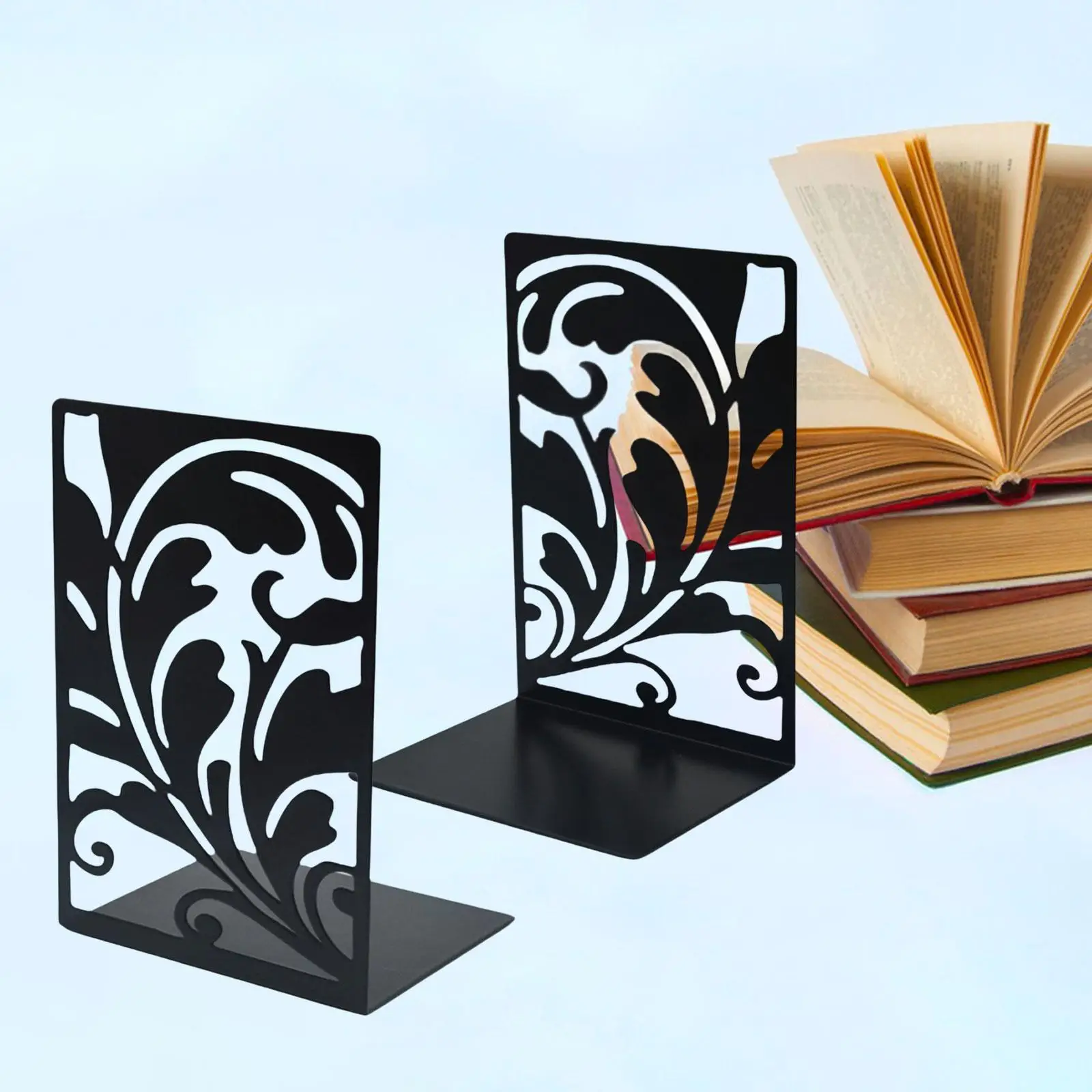 2x Bookshelf Stable Office Supplies Iron Bookend for Shelves Desk Study