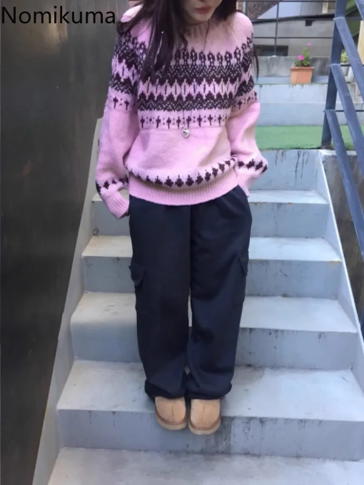 Abbigliamento invernale pullover per maglieria per donna stampa maglione Casual Vintage moda maglioni oversize coreani top Sueter Mujer