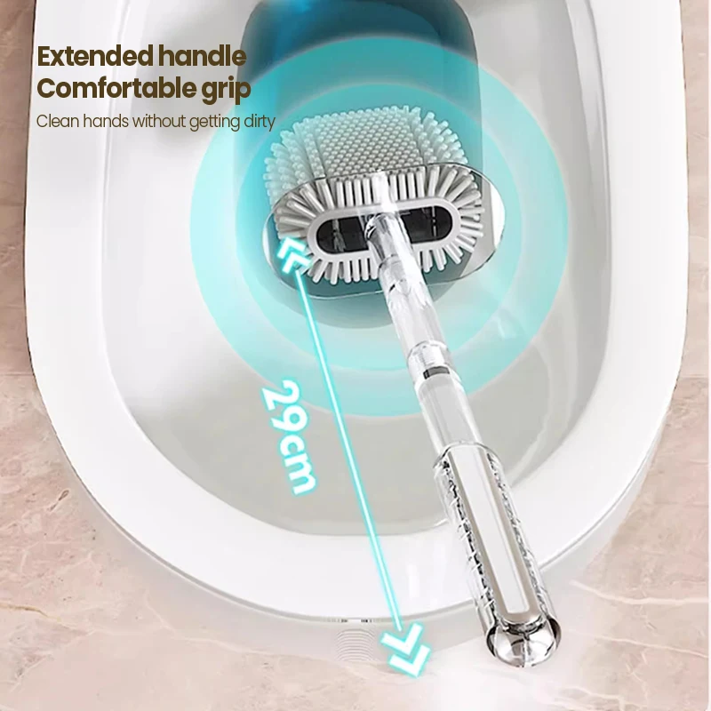 Bathroom Toilet Brush With Glacier Pattern Suction Cup Wall Mounted Long Handle Toilet Brush Bathroom Supplies