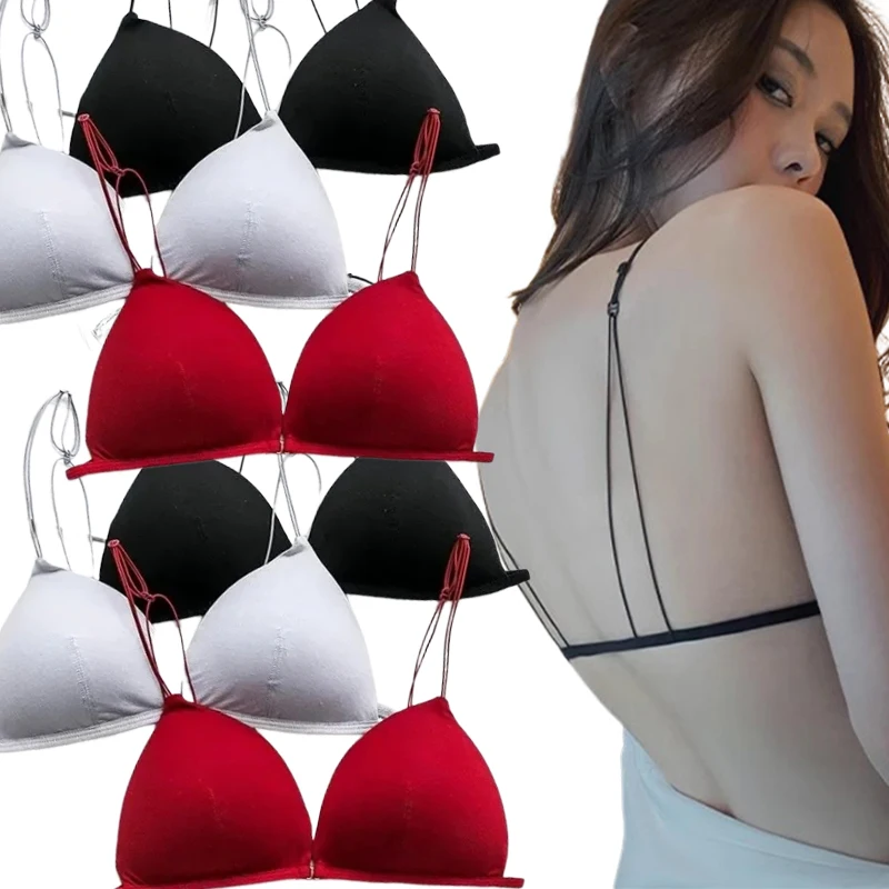 Sexy Front Buckle Seamless Bra for Women Style Bralette Deep V Triangle Cup Bra Insert Underwear Wireless Lingerie Push Up Bras