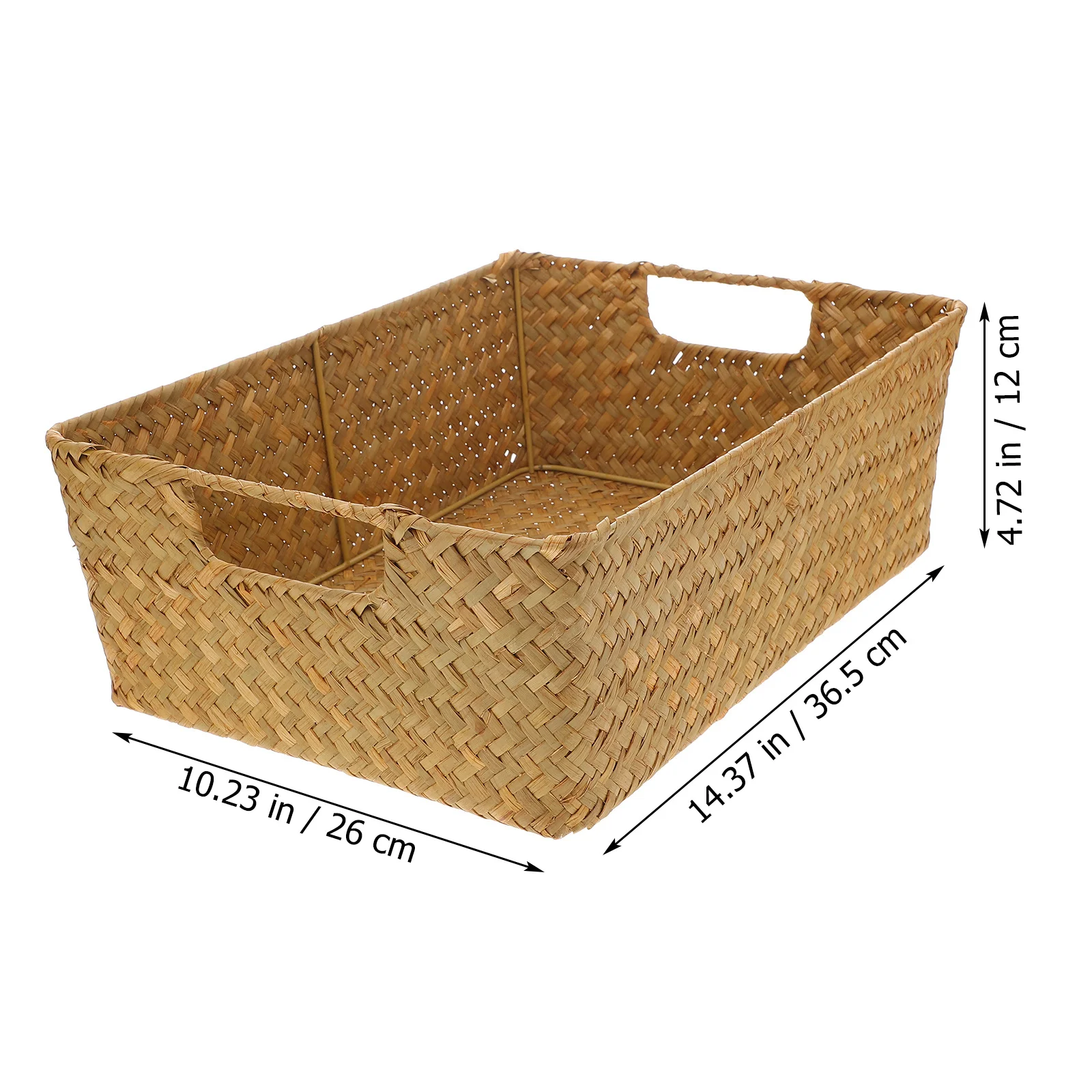 1 Stück handgefertigter Algen-Aufbewahrungskorb, rechteckige Form, multifunktionaler Organizer für Schlafzimmer, Wohnzimmer, Badezimmer