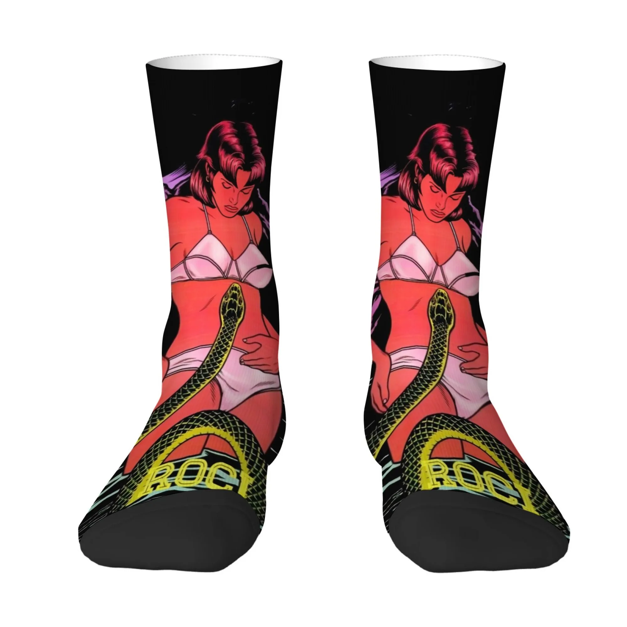 

Ретро-рок-носки в бунтарском стиле, крутые носки до середины икры с принтом питона для девушек, дышащие носки в стиле дикого панка для вечеринок