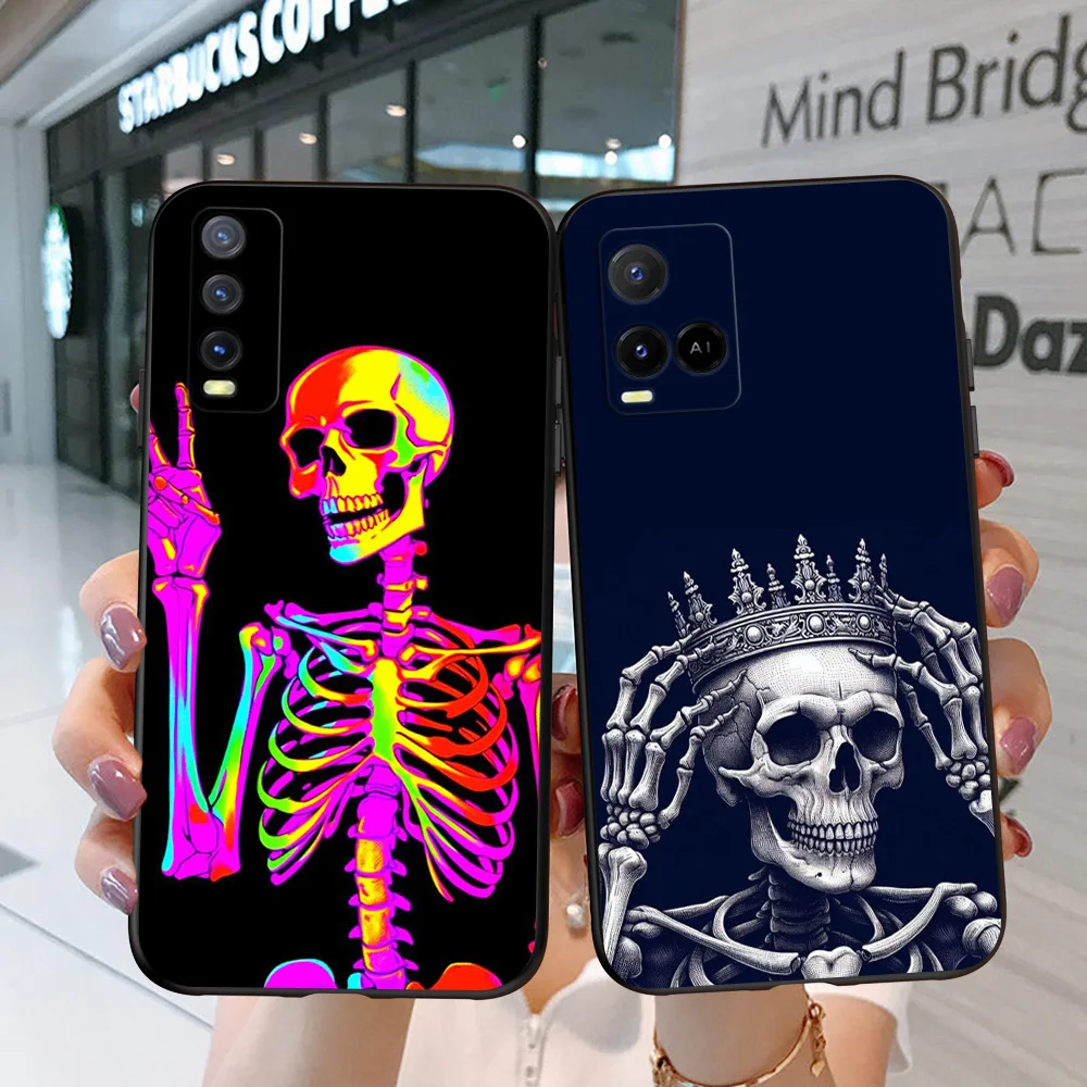 Black Tpu Case For Vivo V5 V5S V7 V9 Youth V11 V11i V15 V17 NEO V20 E V21 V21E V23 V23E PRO 4G 5G Legend Skull Art